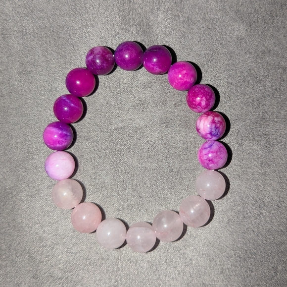 Rose Quartz And Agate Bracelet - Picture 3 of 4